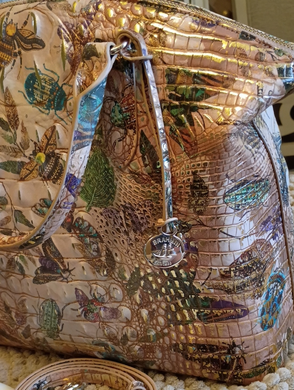 Brahmin LRG Duxbury satchel & wallet Set Hill Garden Butterfly ๐ฆ Botanical - Picture 7 of 17